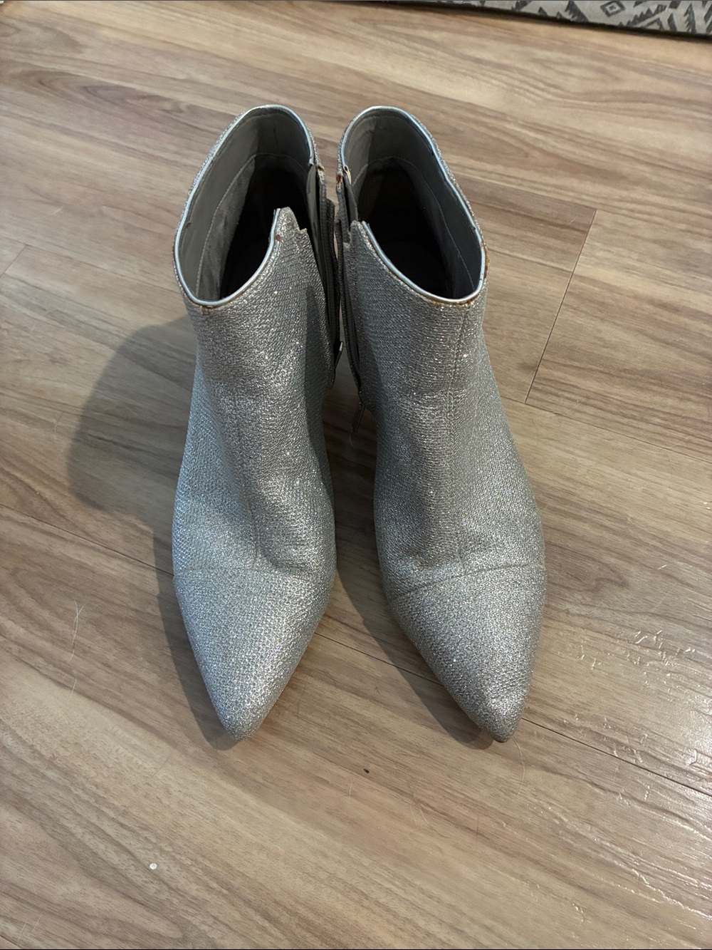 Sam Edelman Silver Pointed Toe Ankle Booties